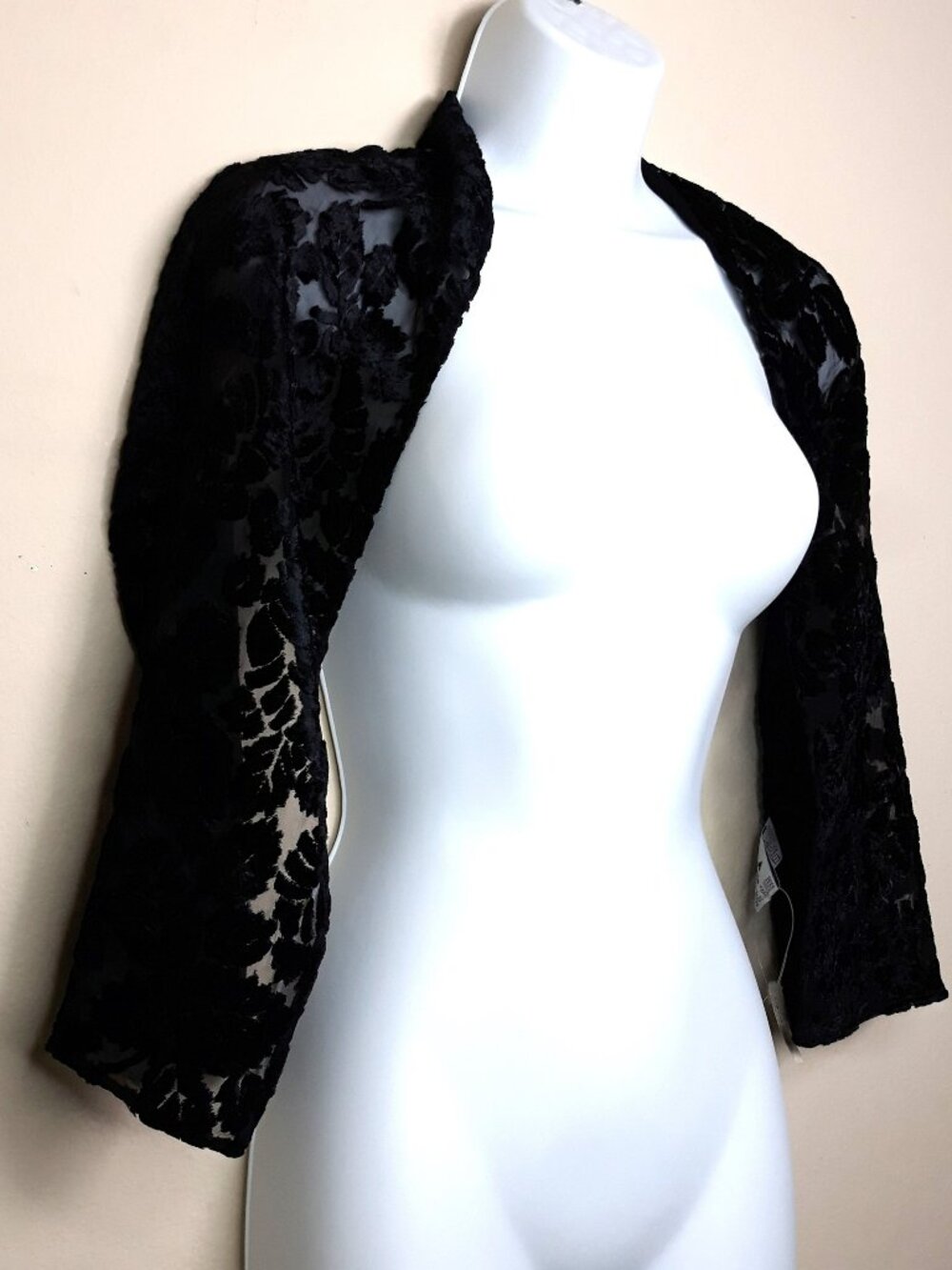 Black Velvet Burnout Floral Scarf Vintage Semi-Sheer Whimsigoth Witchy